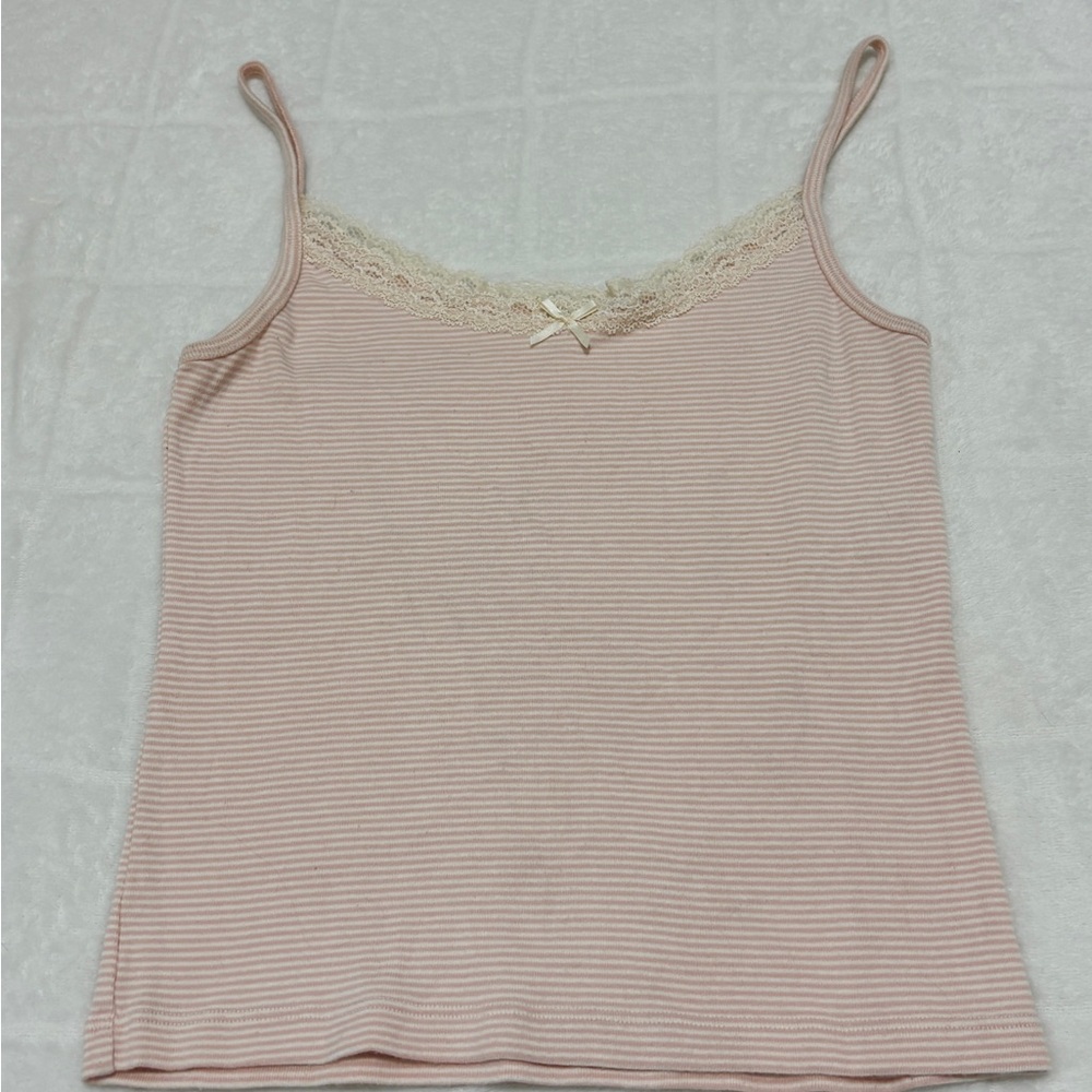 John Galt Pink and Cream Stripe Tank